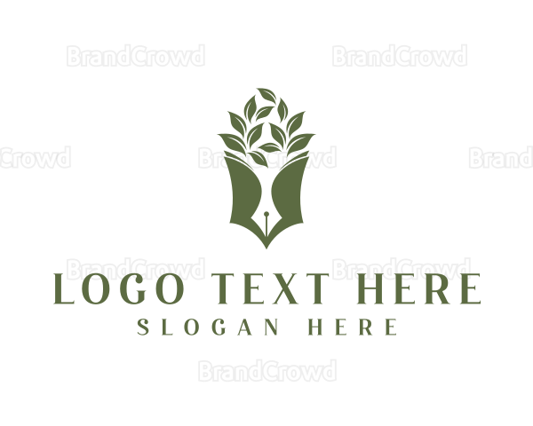 Writer Pen Leaf Logo
