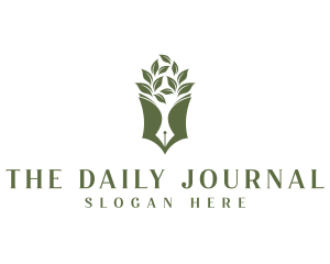 Journal - Writer Pen Leaf logo design