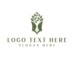 Publisher - Writer Pen Leaf logo design