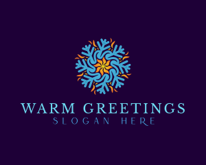 HVAC Heating Cooling Snowflake  logo design