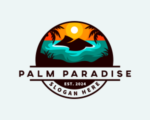 Tropical Island Sunset logo design