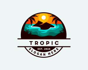 Tropical Island Sunset logo design