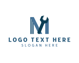 Wrench Tool Letter M logo design