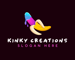 Kinky - Erotic Banana Lube logo design