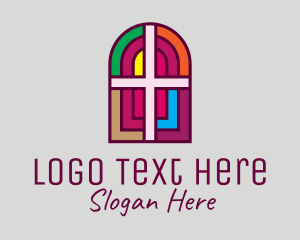 Stained Glass - Religious Church Cross logo design