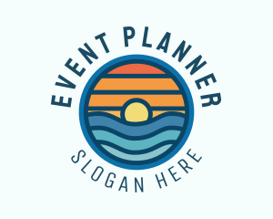 Surf - Sunset Wave Beach Resort logo design