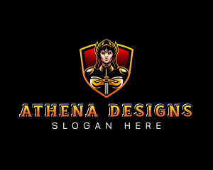 Athena - Woman Warrior Athena logo design