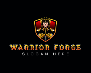 Woman Warrior Athena logo design