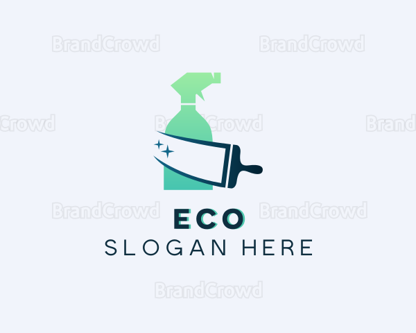 Cleaning Spray Bottle Squeegee Logo