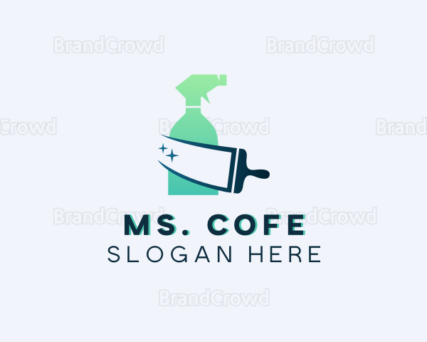 Cleaning Spray Bottle Squeegee Logo