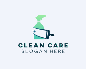 Cleaning Spray Bottle Squeegee logo design