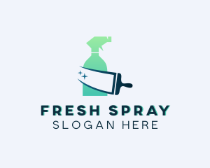 Cleaning Spray Bottle Squeegee logo design