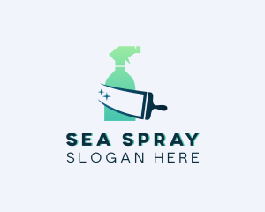 Cleaning Spray Bottle Squeegee logo design