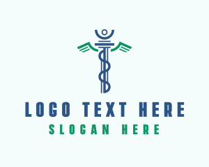 Green - Medical Hospital Caduceus logo design