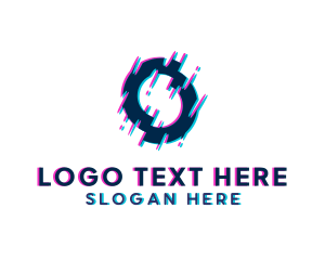 Online - Distorted Glitch Letter O logo design