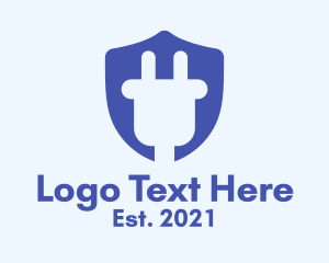 Charging - Plug Shield Crest logo design