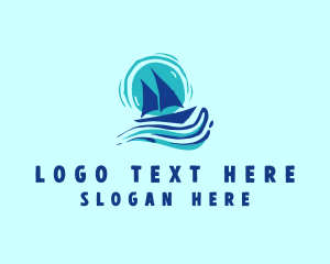 Sun - Wave Boat Sailing logo design