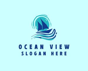 Wave Boat Sailing logo design