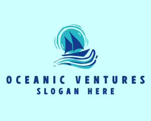 Wave Boat Sailing logo design