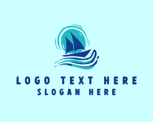 Wave Boat Sailing Logo