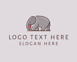 Beverage - Elephant Wine Glass logo design