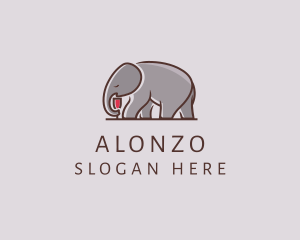 Elephant Wine Glass  logo design