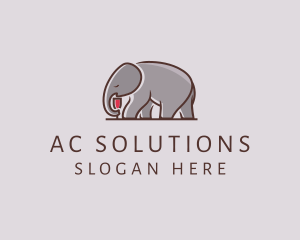 Elephant Wine Glass  logo design