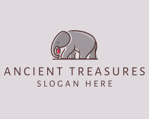 Elephant Wine Glass  logo design