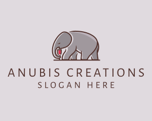 Elephant Wine Glass  logo design