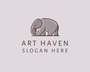 Elephant Wine Glass  logo design