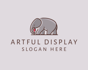 Elephant Wine Glass  logo design