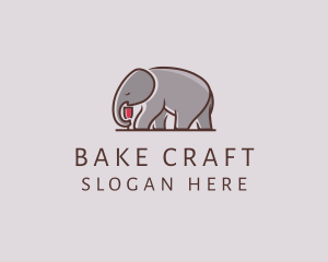 Elephant Wine Glass  logo design