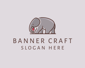 Elephant Wine Glass  logo design