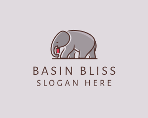 Elephant Wine Glass  logo design