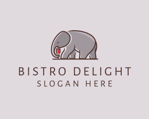 Elephant Wine Glass  logo design