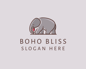 Elephant Wine Glass  logo design