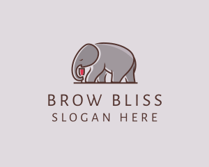 Elephant Wine Glass  logo design