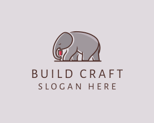 Elephant Wine Glass  logo design