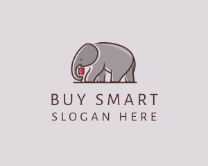 Elephant Wine Glass  logo design