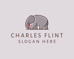 Elephant Wine Glass  logo design