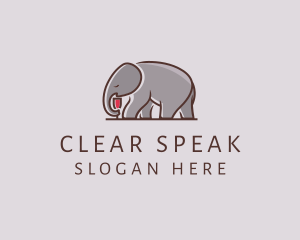 Elephant Wine Glass  logo design