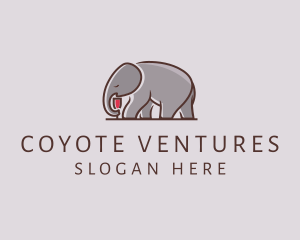 Elephant Wine Glass  logo design