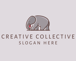 Elephant Wine Glass  logo design