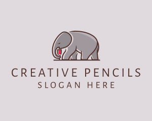 Elephant Wine Glass  logo design