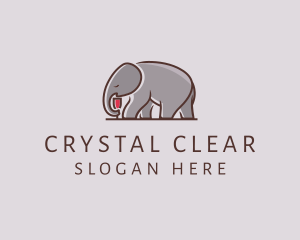 Glass - Elephant Wine Glass logo design