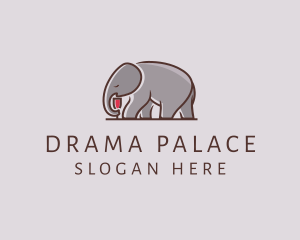 Elephant Wine Glass  logo design