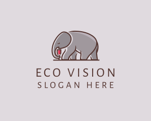 Elephant Wine Glass  logo design