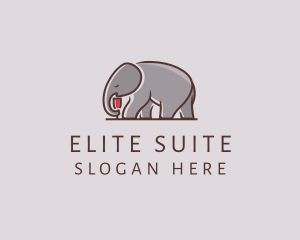 Elephant Wine Glass  logo design