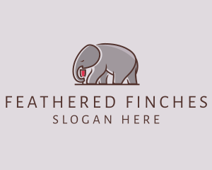 Elephant Wine Glass  logo design