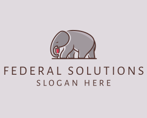 Elephant Wine Glass  logo design